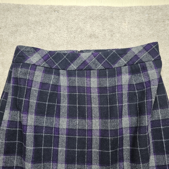Chadwick’s Purple Plaid Wool Blend Long Pencil Skirt – Size 10 Tall - Picture 3 of 13